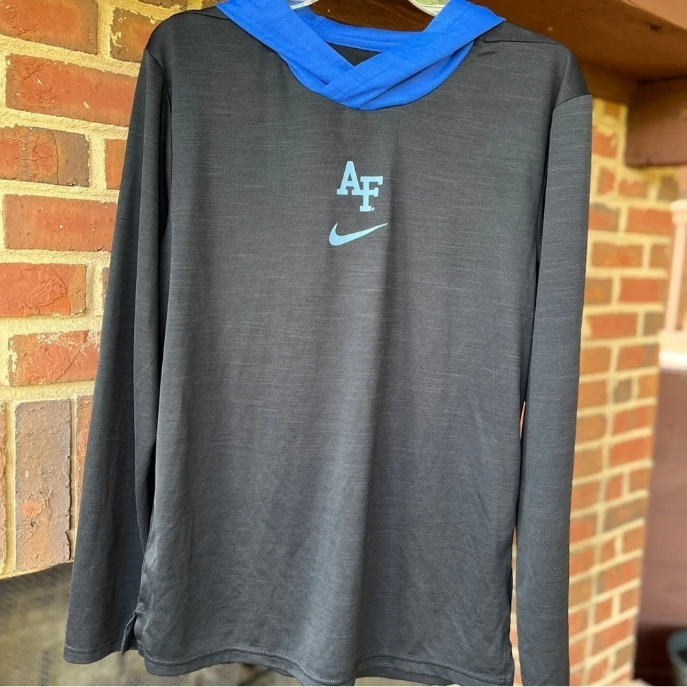 Nike Air Force Lightweight Hooded Jacket Black Blue NWOT